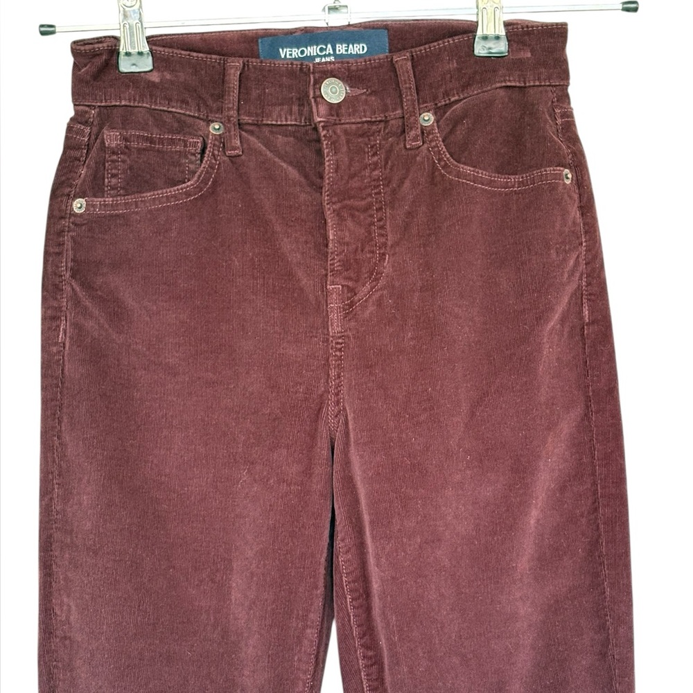 New Veronica Beard Burgundy Corduroy Carson Ankle Flare Jeans Sz 25 Please Read - Picture 2 of 8